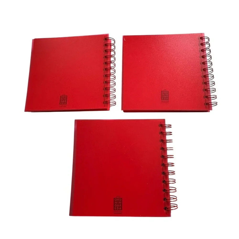 Vintage Ordning & Reda Red Spiral Notebook Set of 3, Scandinavian Design NOS